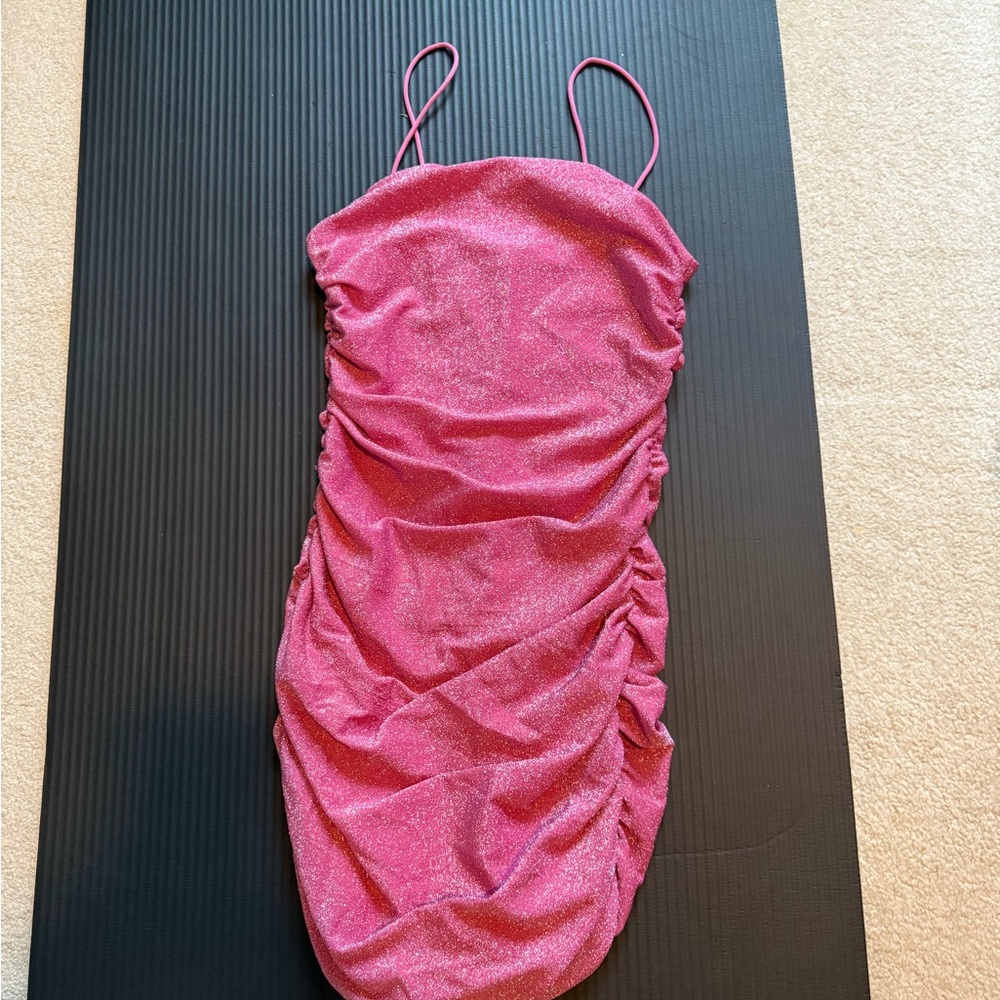 Sparkling Pink Ruched Dress